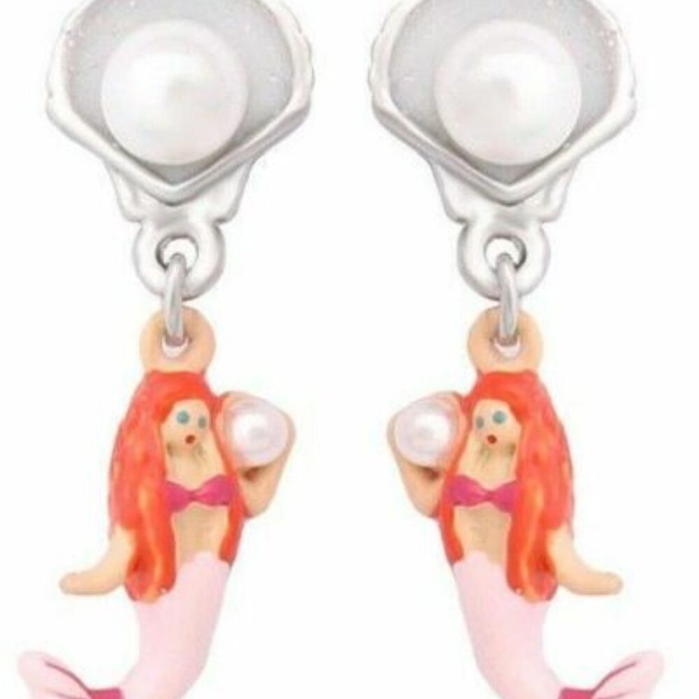 Les Nereides Little MermaId In Pink Stud Earrings